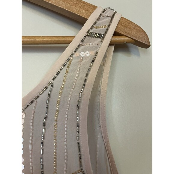 Guess Beaded Sequined Chiffon Tank Camisole Pale Pink, XS - Picture 5 of 11